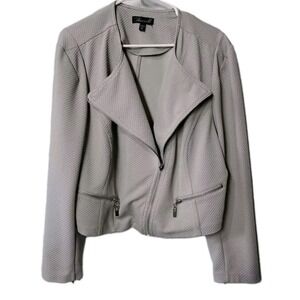 Baccini Gray Tectured Zip Up Cropped Jacket Women's Sz 18/20 Biker